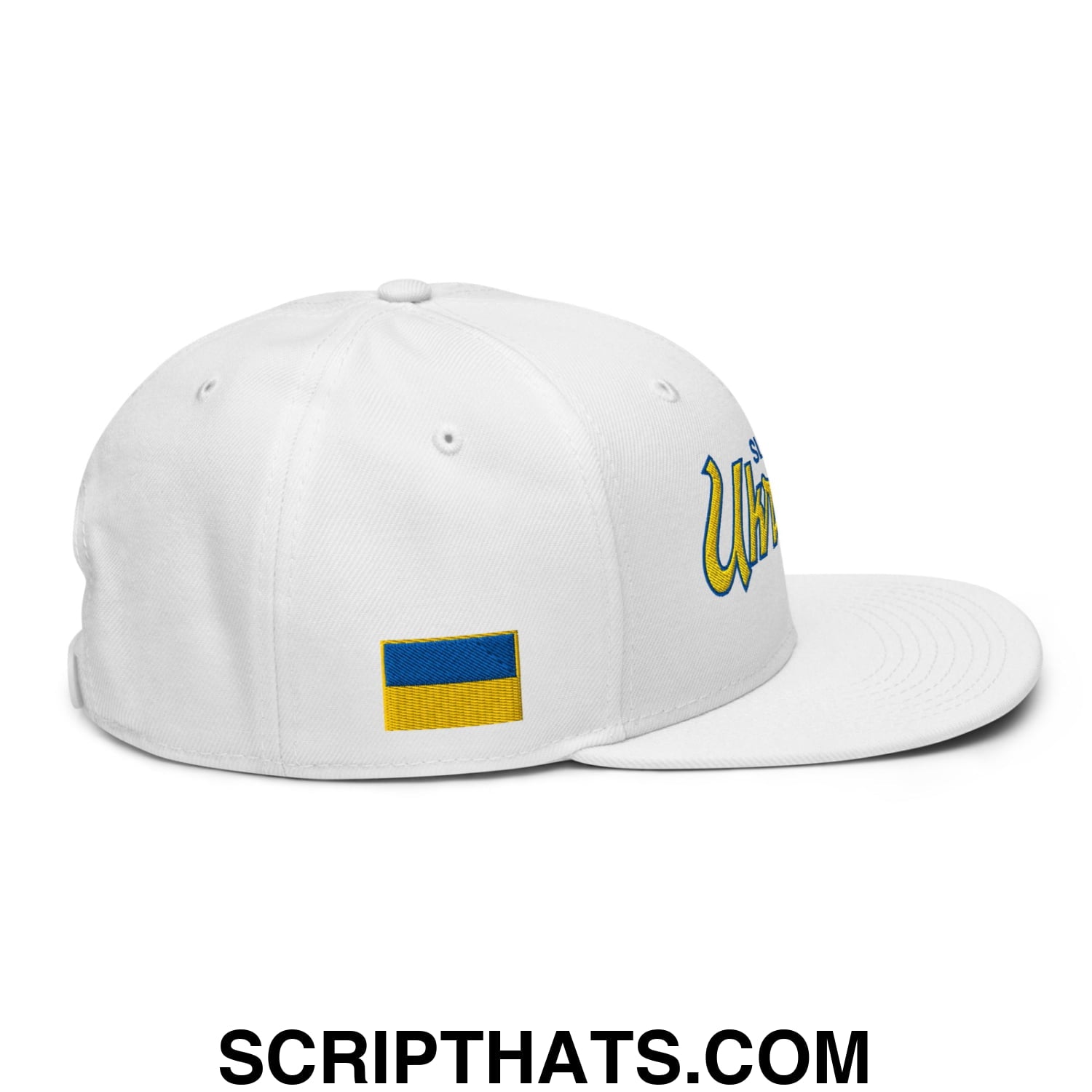 Slava Ukraini Glory to Ukraine Embroidered Flat Brim Bill Snapback Hat Default Title