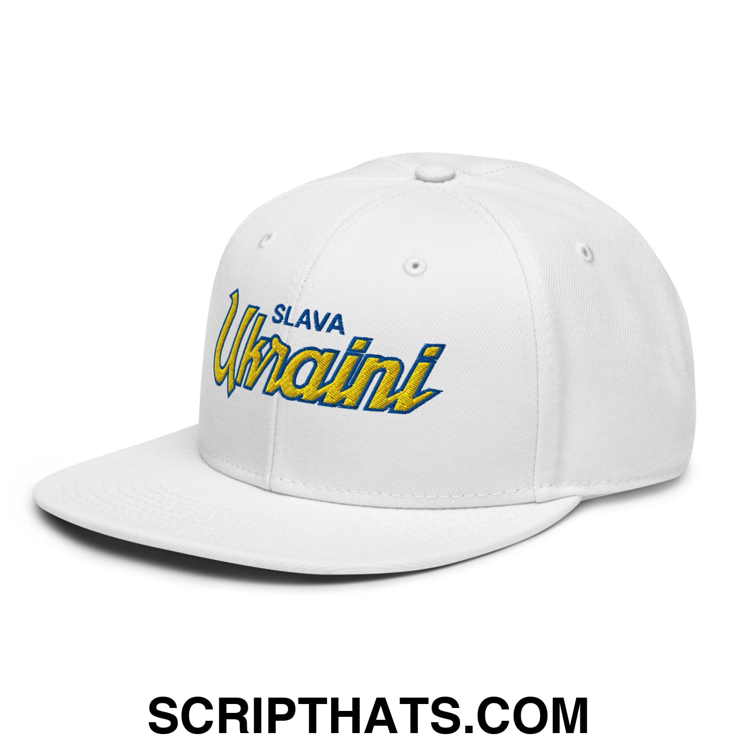 Slava Ukraini Glory to Ukraine Embroidered Flat Brim Bill Snapback Hat Default Title