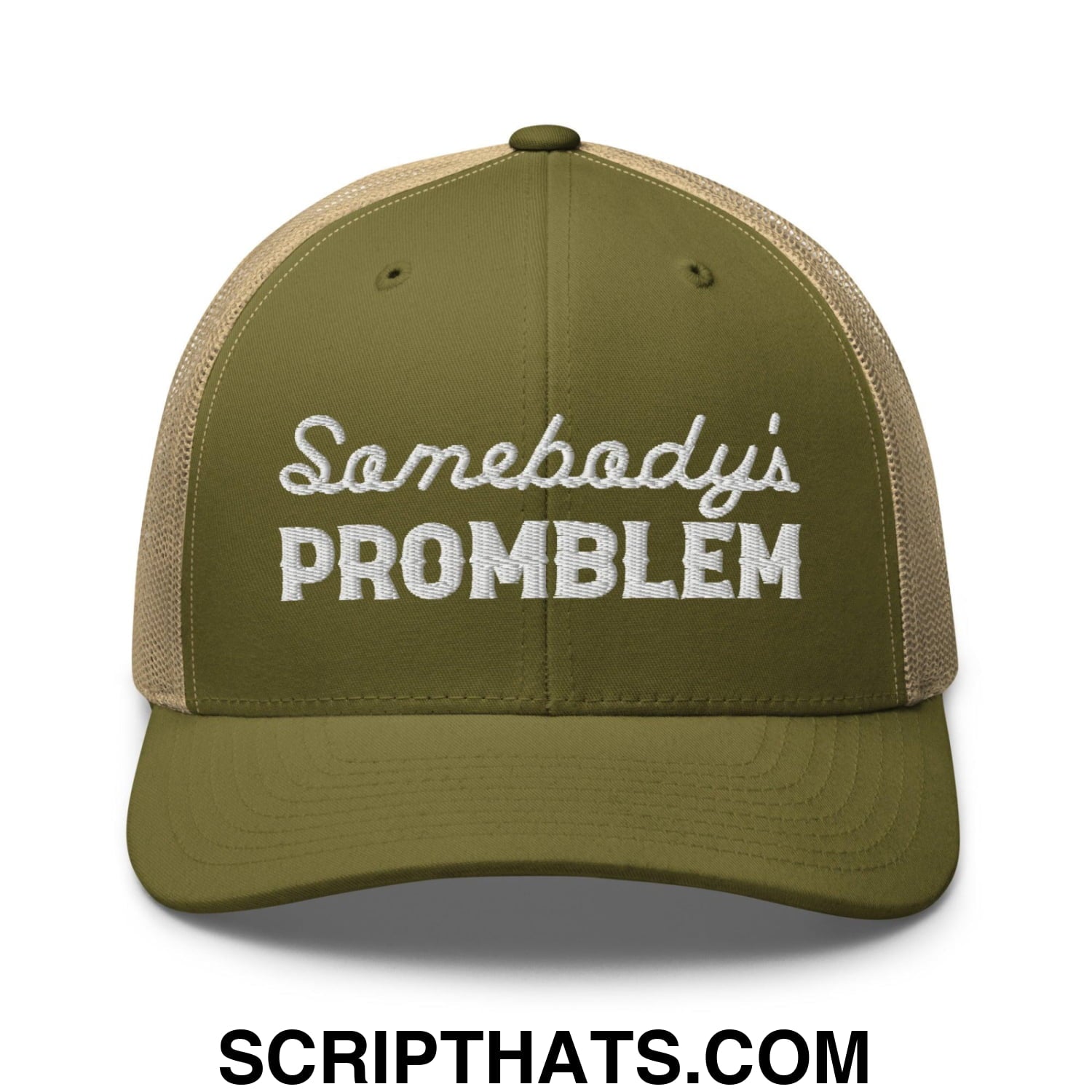 Somebody's Problem Retro Trucker Hat Moss Khaki