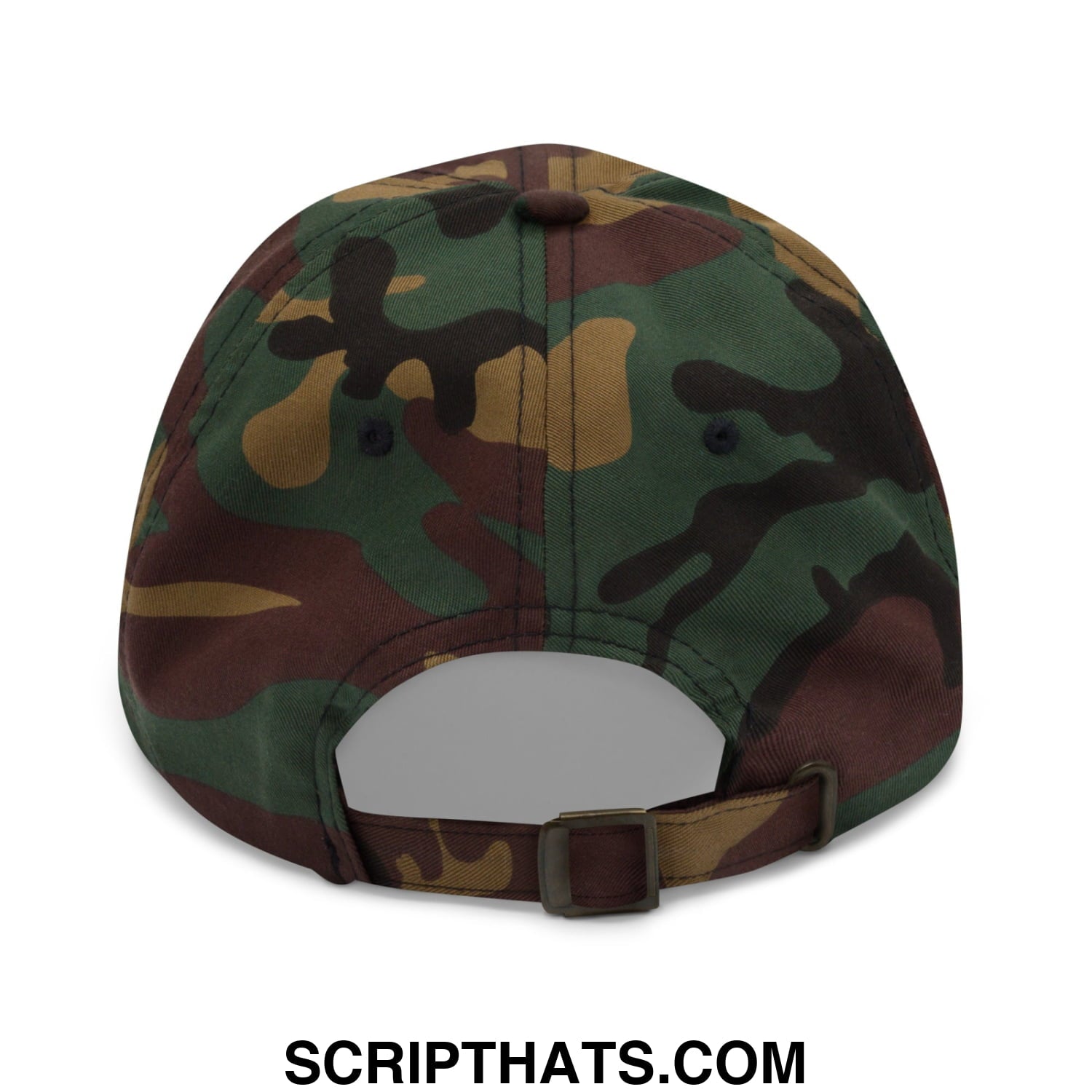 Sorry for what my face said embroidered unstructured dad hat in brown green and tan camouflage pattern