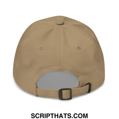 Beige sorry for what my face said embroidered unstructured dad hat showing black plastic buckle and adjustable strap