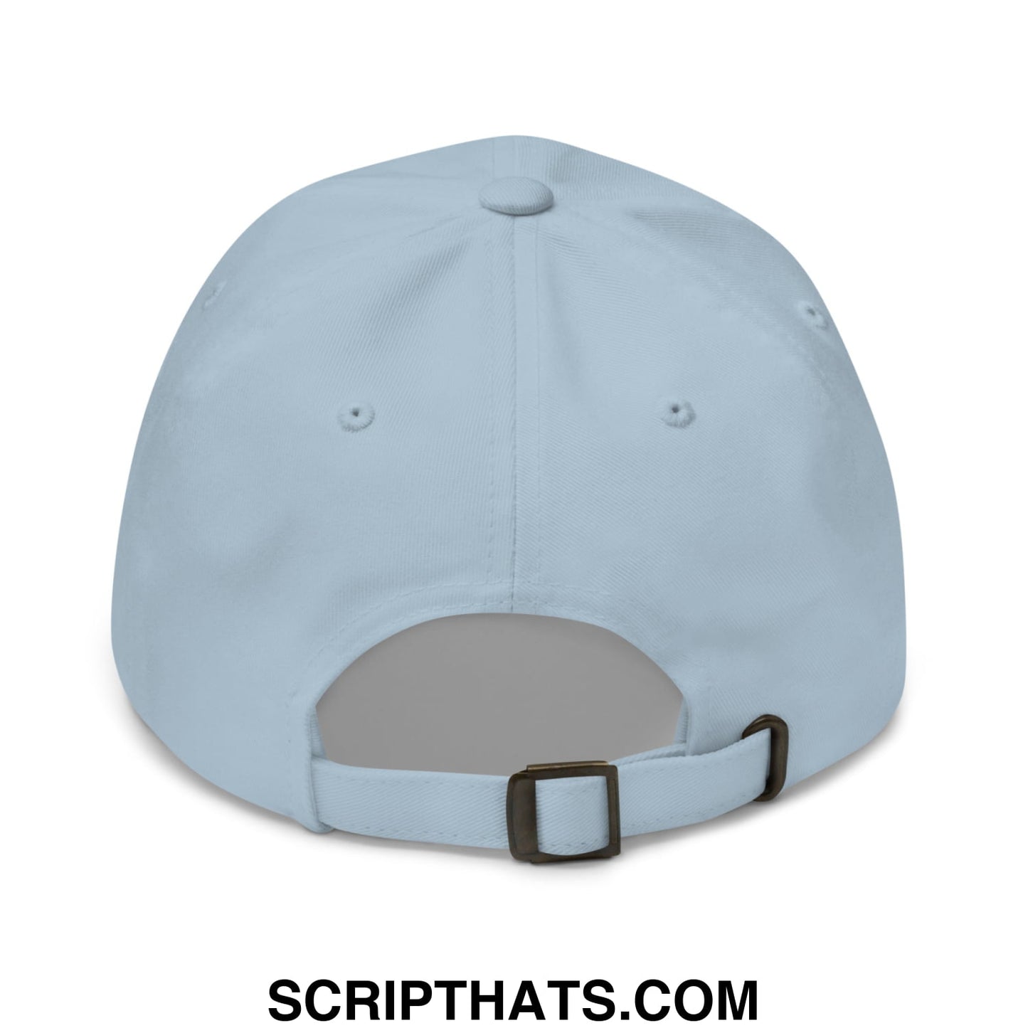 Light blue sorry for what my face said embroidered unstructured dad hat with adjustable strap and dark metal buckle