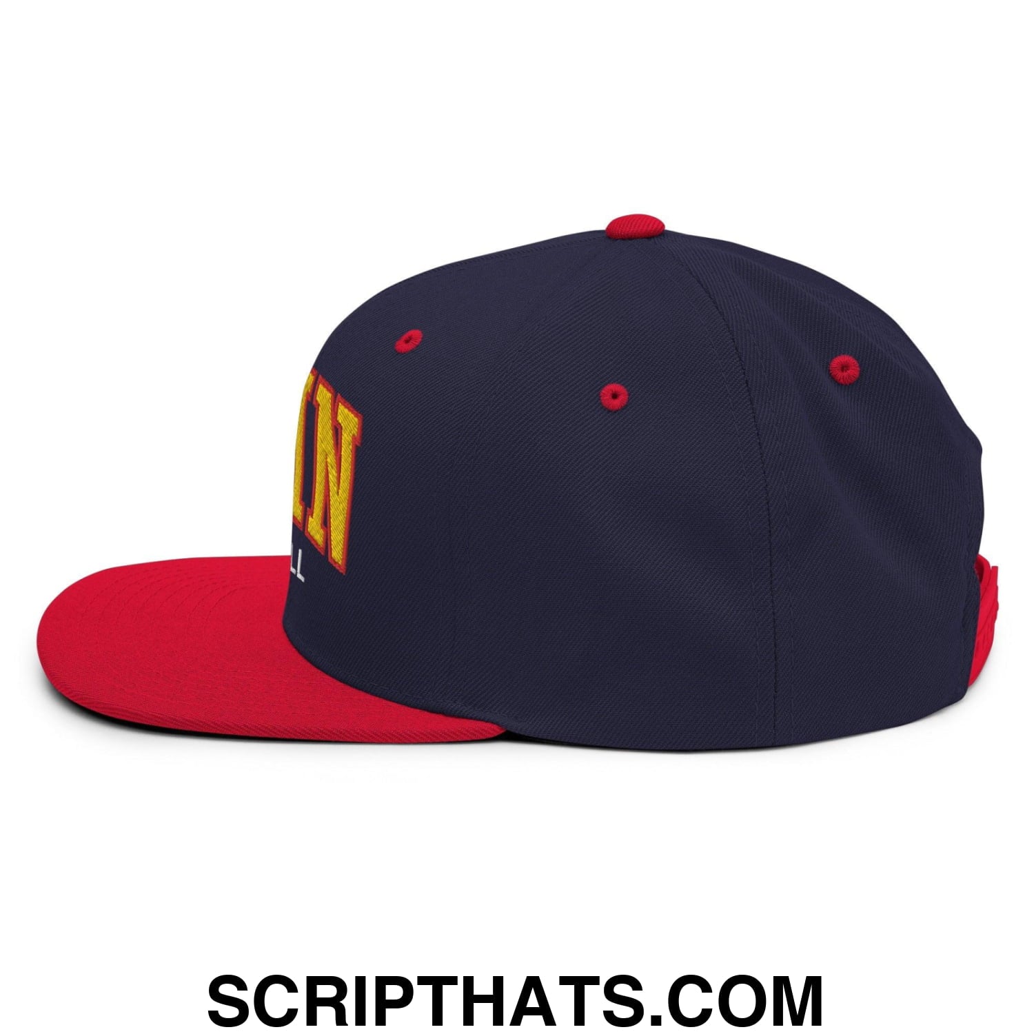 Spain Football Soccer Letterman Varsity Block Snapback Hat Navy Red