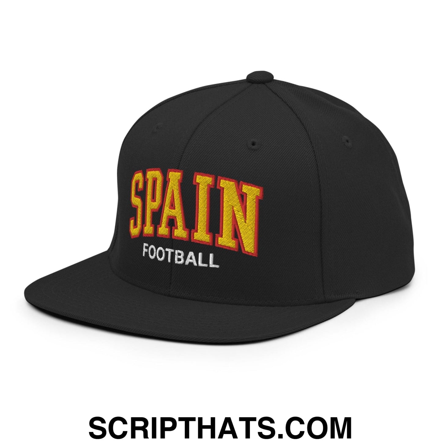 Spain Football Soccer Letterman Varsity Block Snapback Hat Black