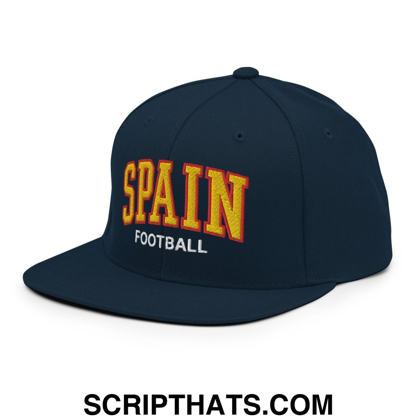 Spain Football Soccer Letterman Varsity Block Snapback Hat Dark Navy