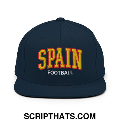 Spain Football Soccer Letterman Varsity Block Snapback Hat Dark Navy