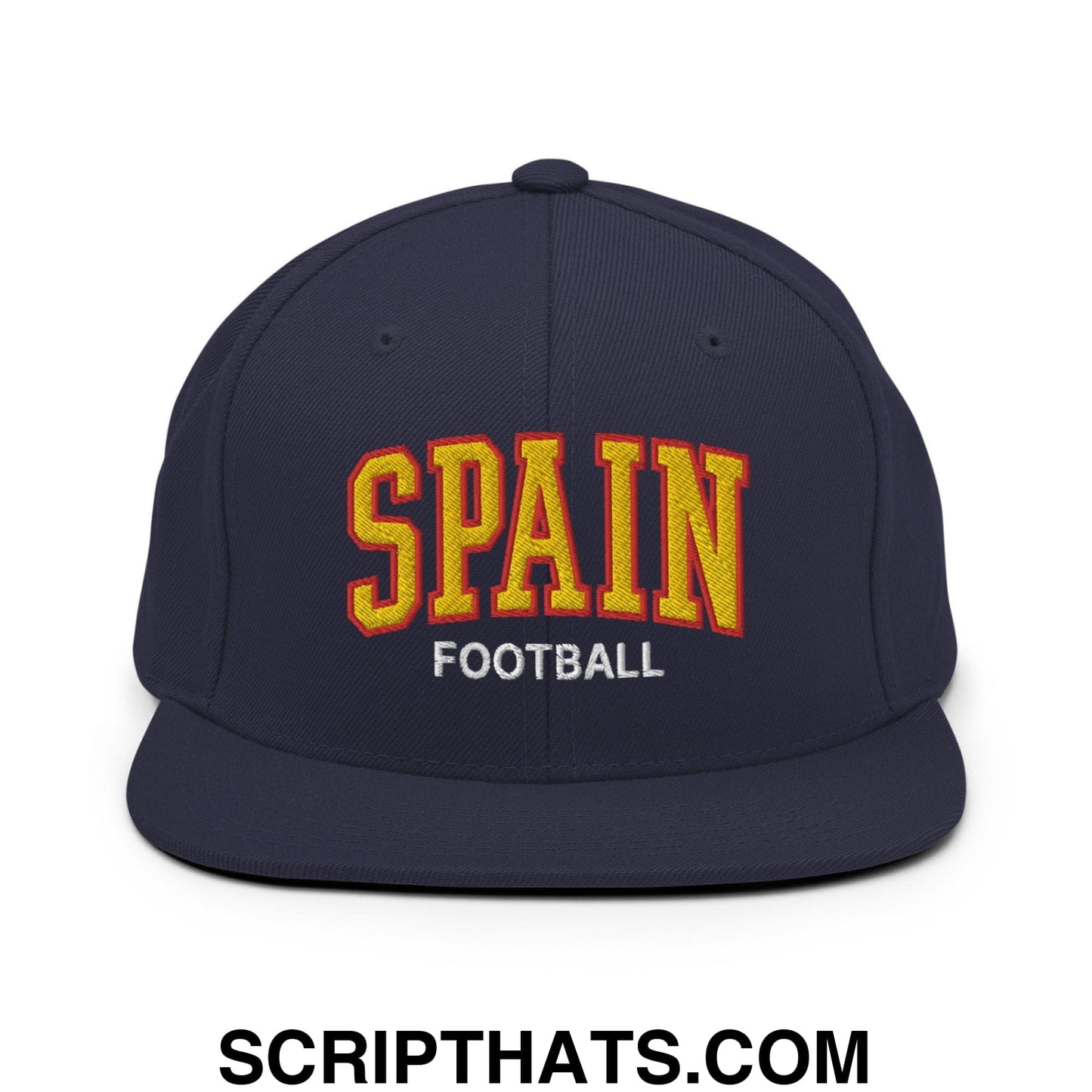 Spain Football Soccer Letterman Varsity Block Snapback Hat Navy