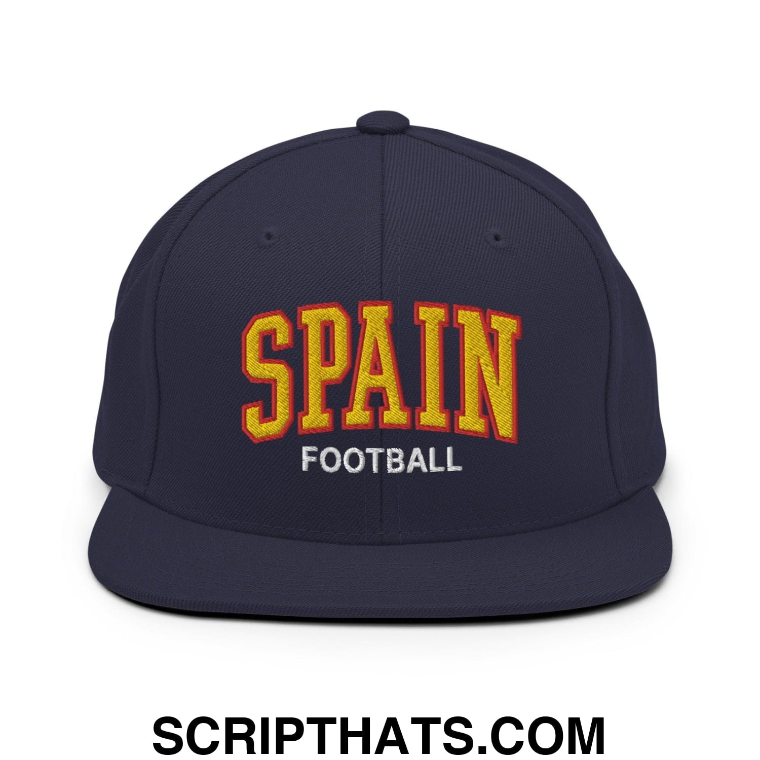 Spain Football Soccer Letterman Varsity Block Snapback Hat Navy