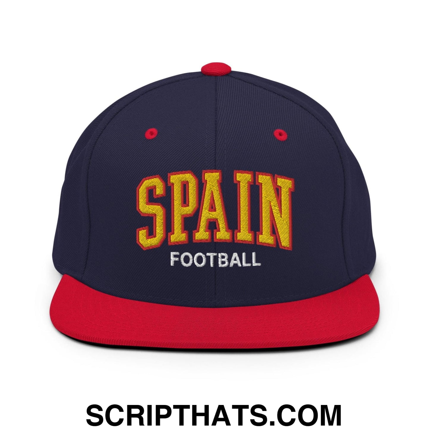 Spain Football Soccer Letterman Varsity Block Snapback Hat Navy Red