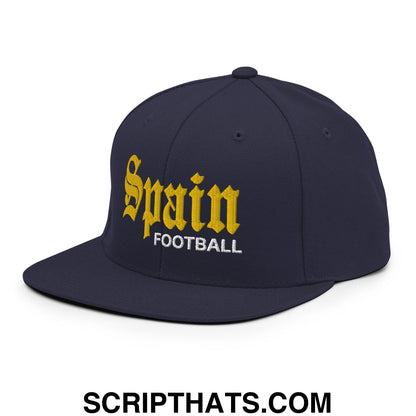 Spain Football Soccer OG Old English Snapback Hat Navy