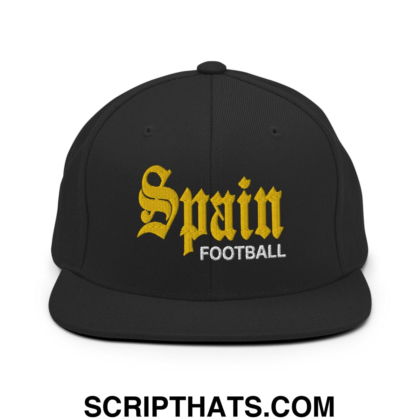 Spain Football Soccer OG Old English Snapback Hat Black