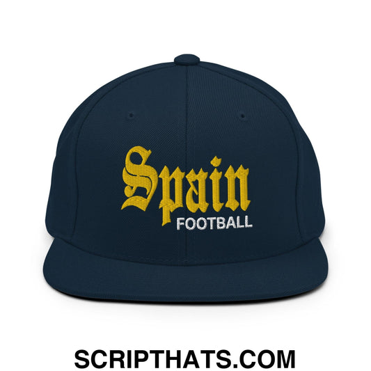 Spain Football Soccer OG Old English Snapback Hat Dark Navy