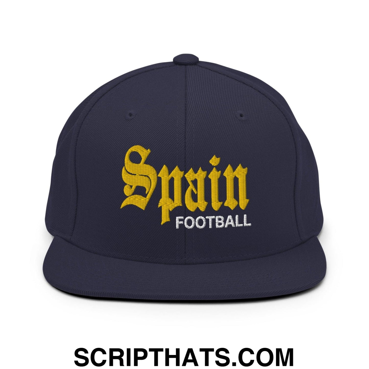 Spain Football Soccer OG Old English Snapback Hat Navy