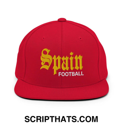 Spain Football Soccer OG Old English Snapback Hat Red