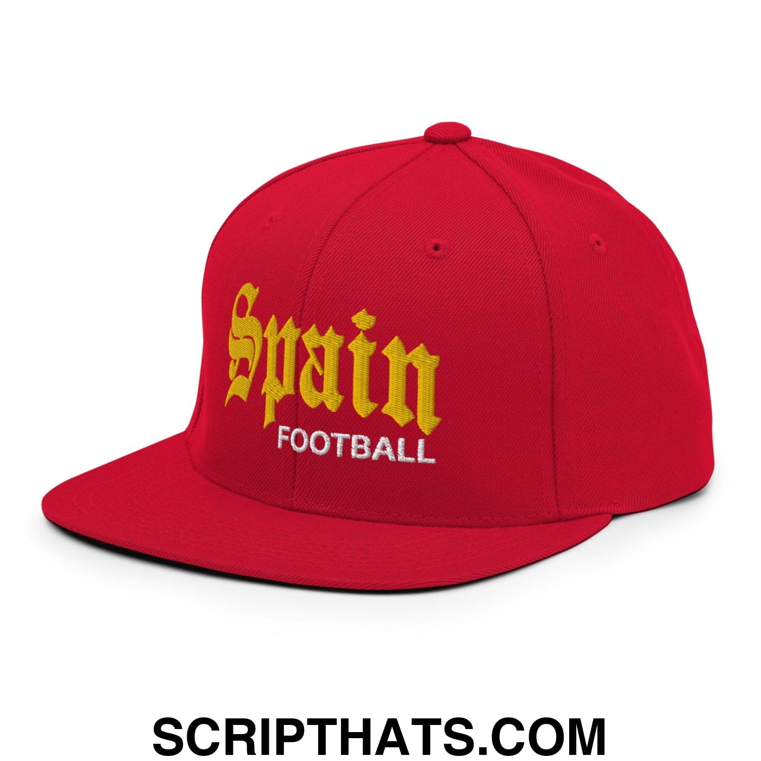 Spain Football Soccer Old English OG Snapback Hat Red