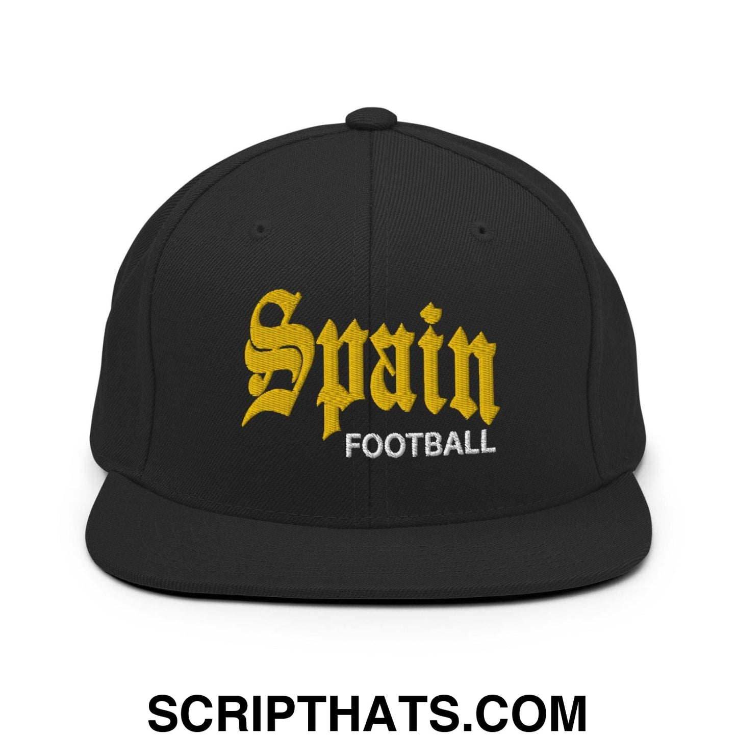 Spain Football Soccer Old English OG Snapback Hat Black