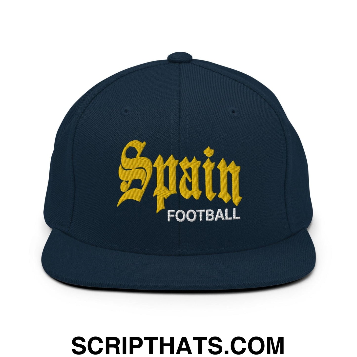 Spain Football Soccer Old English OG Snapback Hat Dark Navy