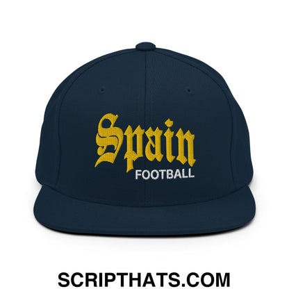 Spain Football Soccer Old English OG Snapback Hat Dark Navy