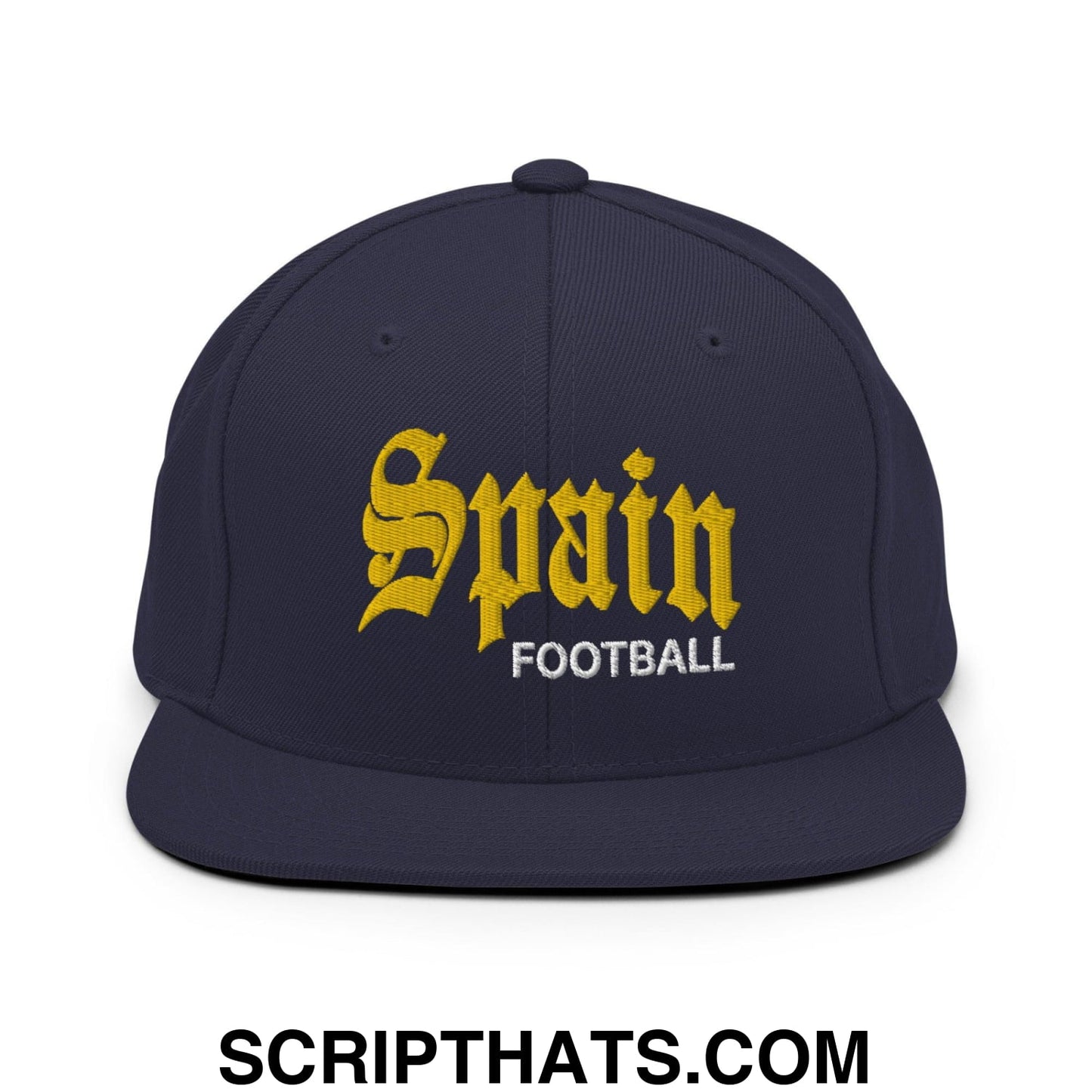 Spain Football Soccer Old English OG Snapback Hat Navy