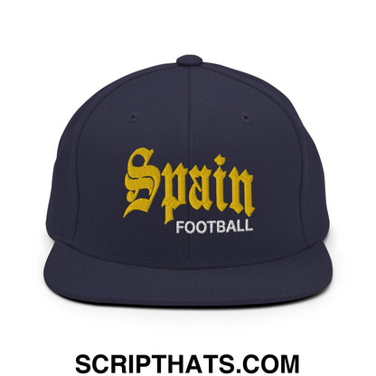 Spain Football Soccer Old English OG Snapback Hat Navy