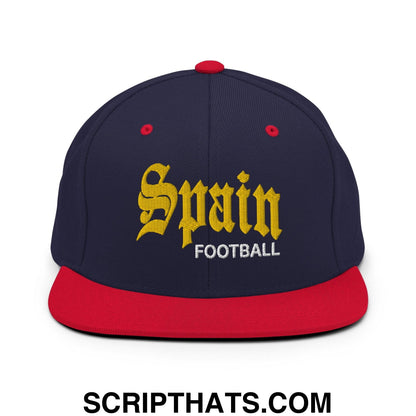 Spain Football Soccer Old English OG Snapback Hat Navy Red