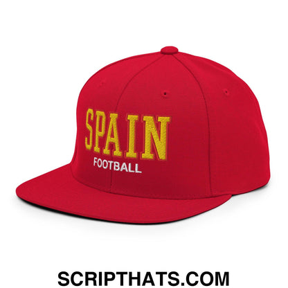 Spain Football Soccer Varsity Letterman Block Snapback Hat Red