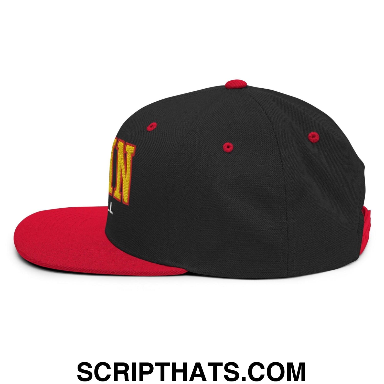 Spain Football Soccer Varsity Letterman Block Snapback Hat Black Red