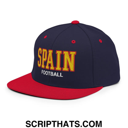 Spain Football Soccer Varsity Letterman Block Snapback Hat Navy Red