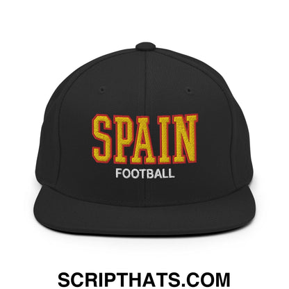 Spain Football Soccer Varsity Letterman Block Snapback Hat Black