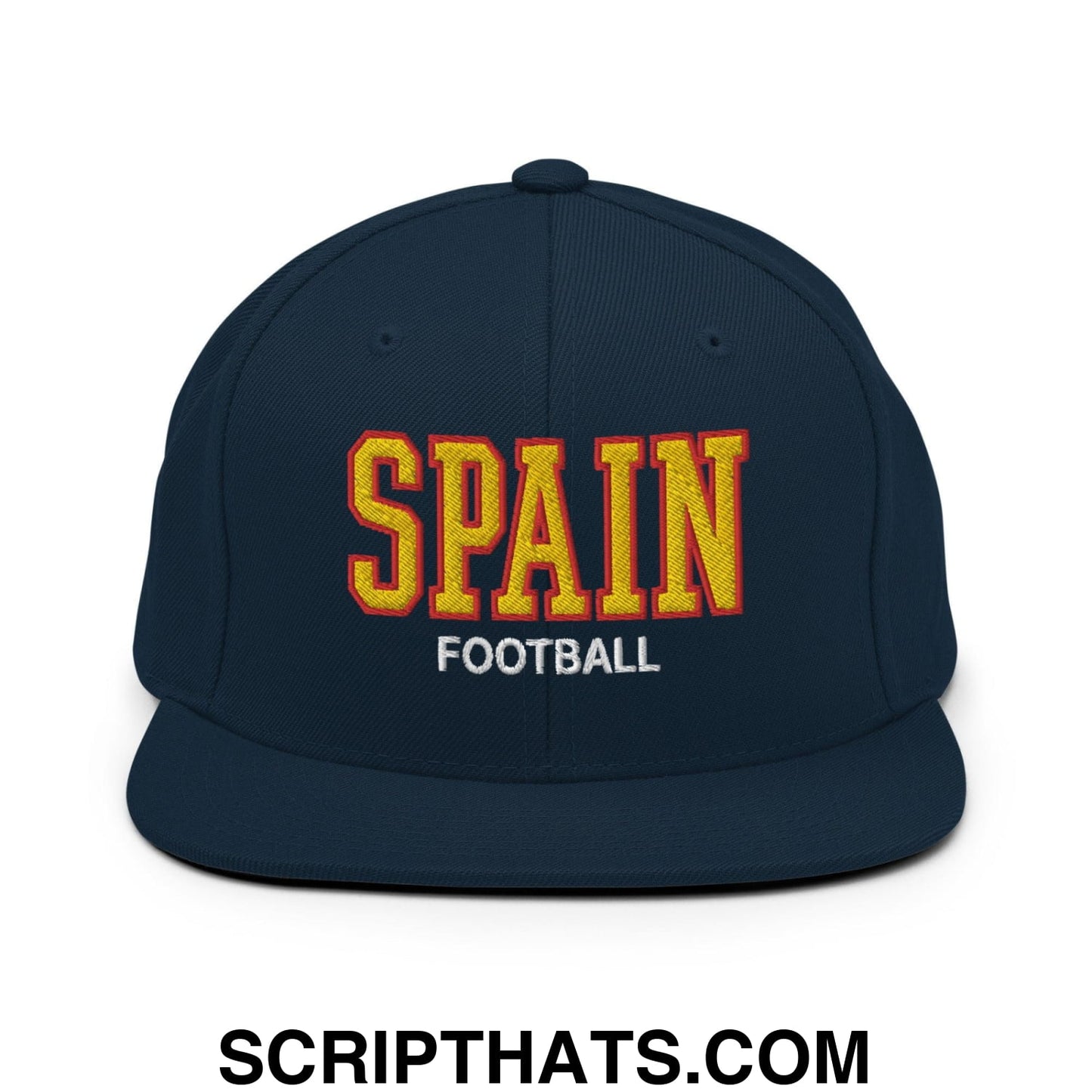 Spain Football Soccer Varsity Letterman Block Snapback Hat Dark Navy