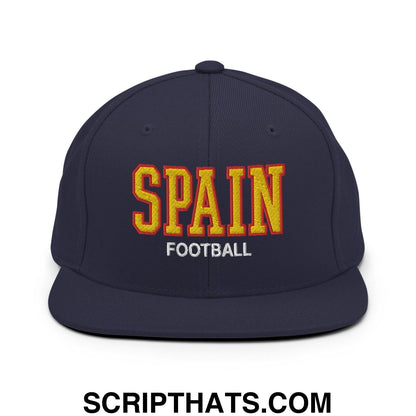Spain Football Soccer Varsity Letterman Block Snapback Hat Navy