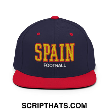 Spain Football Soccer Varsity Letterman Block Snapback Hat Navy Red