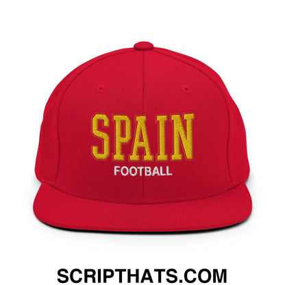 Spain Football Soccer Varsity Letterman Block Snapback Hat Red