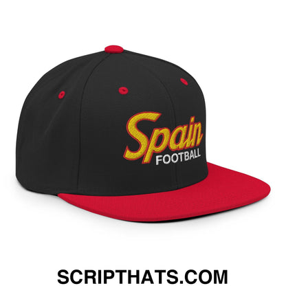Spain Football Soccer Vintage Sports Script Snapback Hat Black Red