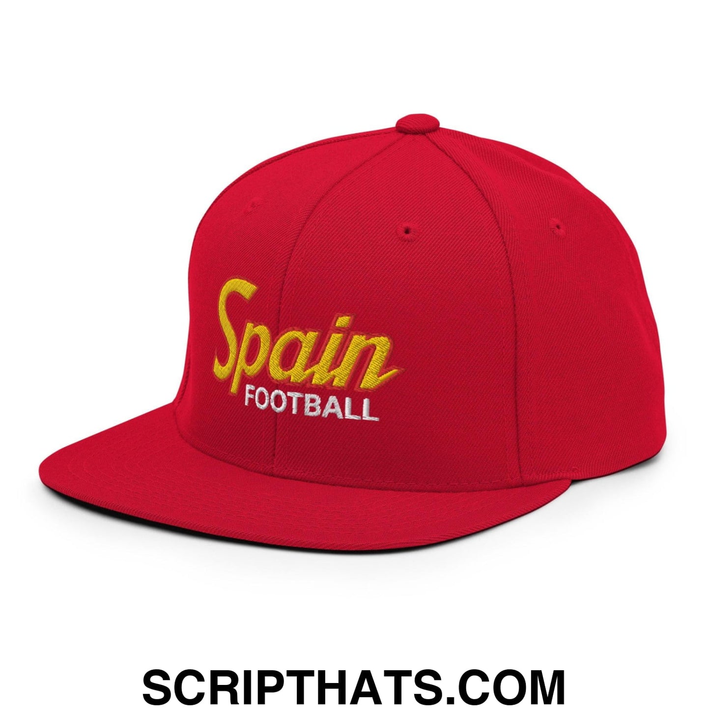Spain Football Soccer Vintage Sports Script Snapback Hat Red