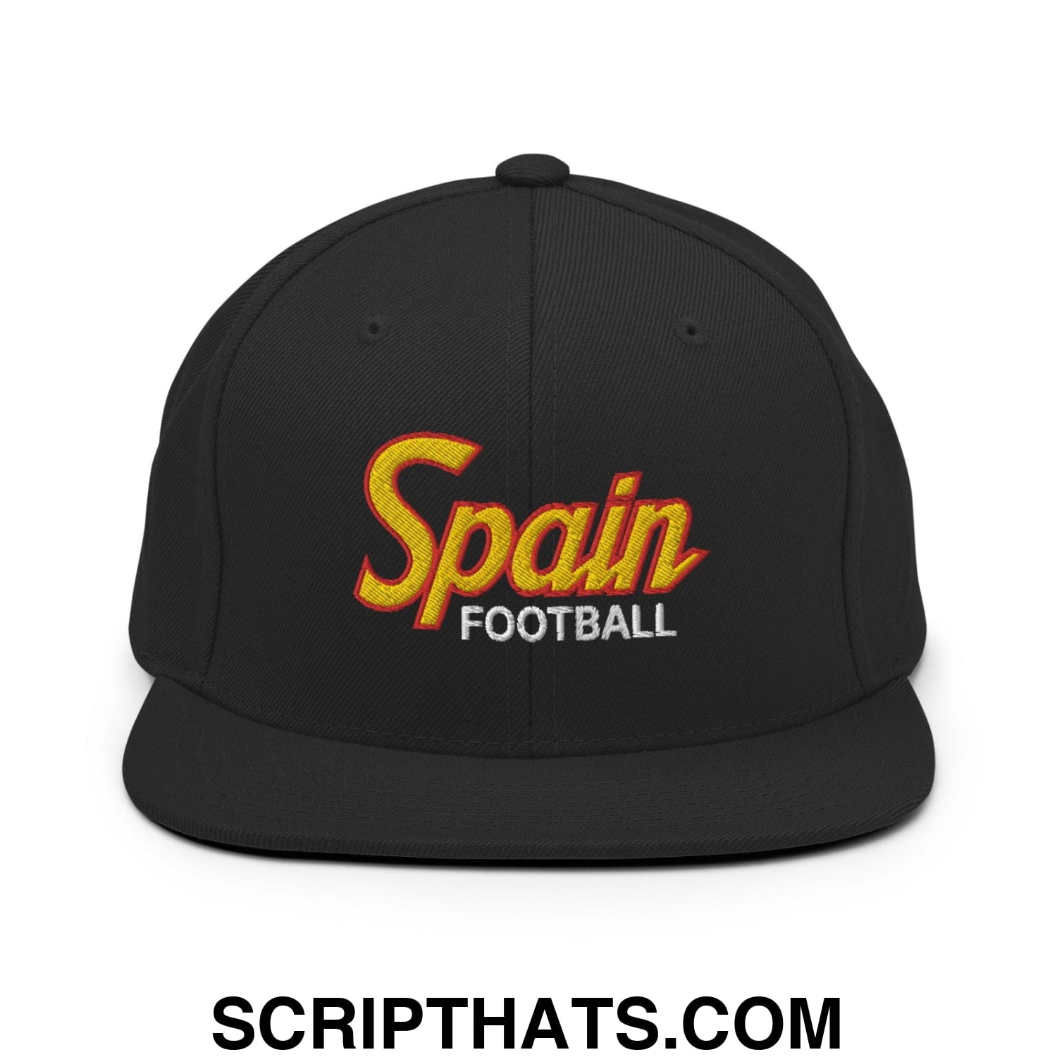 Spain Football Soccer Vintage Sports Script Snapback Hat Black