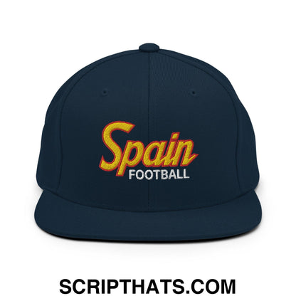 Spain Football Soccer Vintage Sports Script Snapback Hat Dark Navy