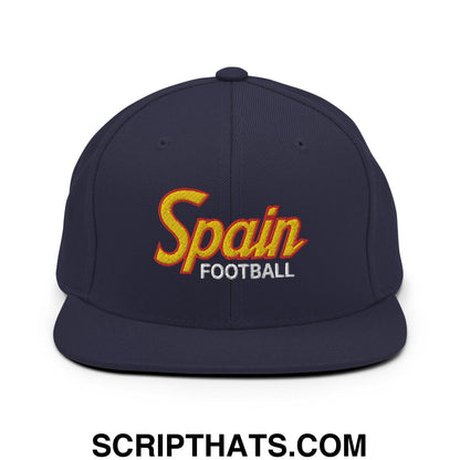 Spain Football Soccer Vintage Sports Script Snapback Hat Navy