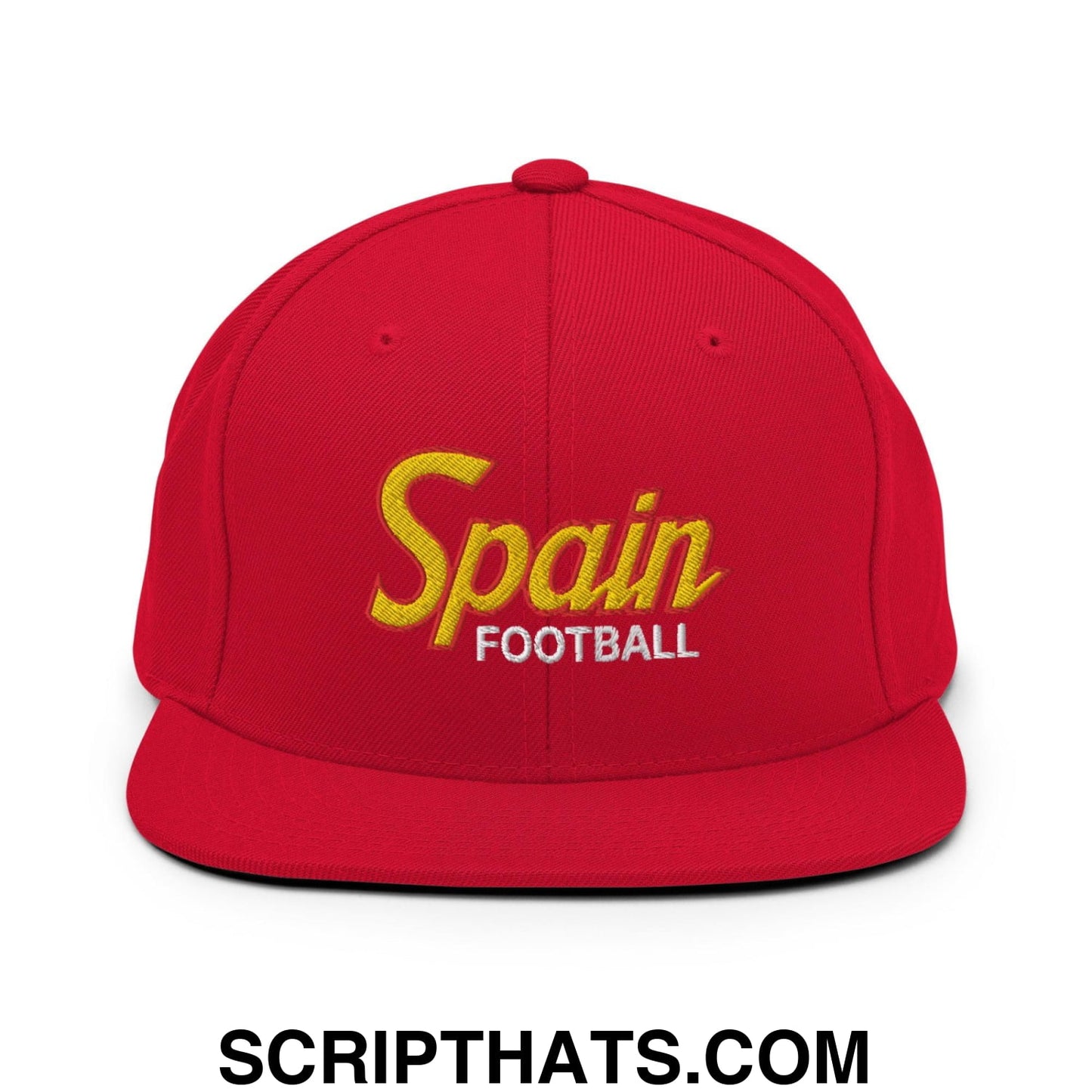 Spain Football Soccer Vintage Sports Script Snapback Hat Red