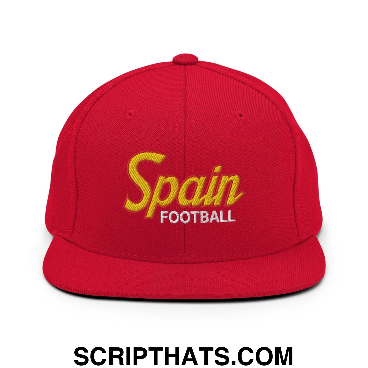 Spain Football Soccer Vintage Sports Script Snapback Hat Red