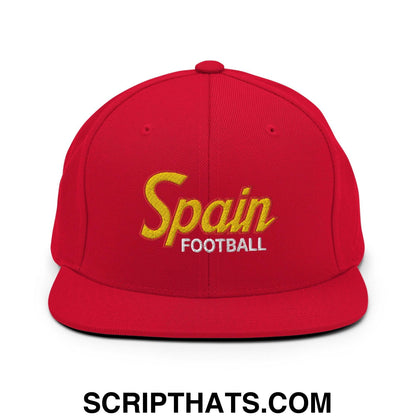 Spain Football Soccer Vintage Sports Script Snapback Hat Red