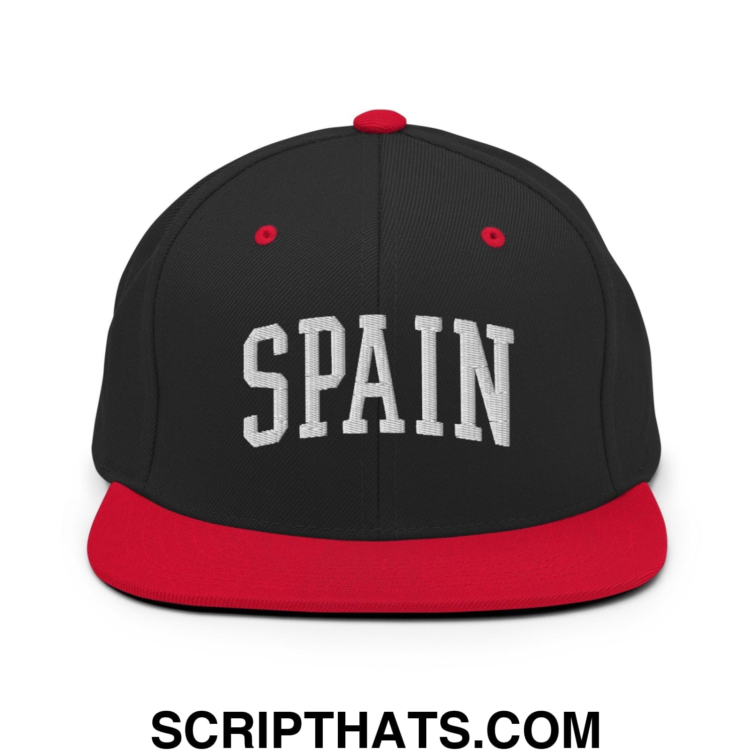 Spain Letterman Varsity Block Snapback Hat Black Red