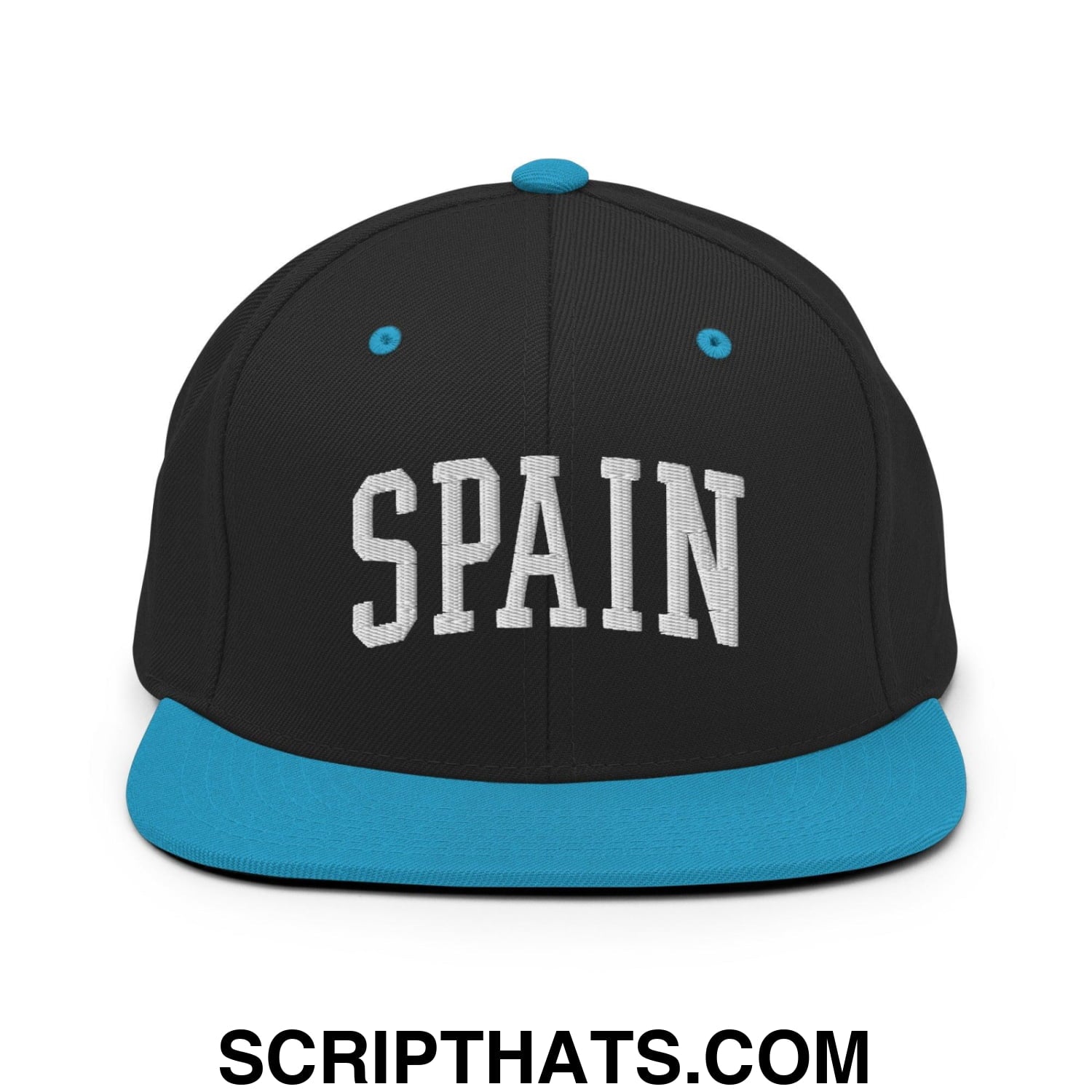 Spain Letterman Varsity Block Snapback Hat Black Teal