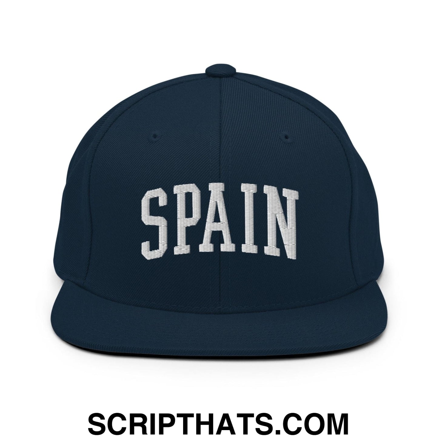 Spain Letterman Varsity Block Snapback Hat Dark Navy