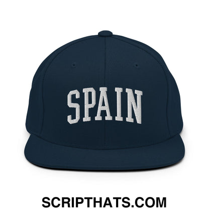 Spain Letterman Varsity Block Snapback Hat Dark Navy