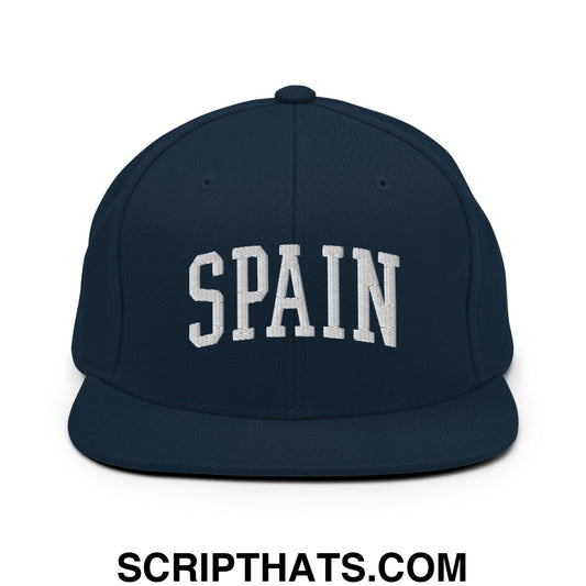 Spain Letterman Varsity Block Snapback Hat Dark Navy