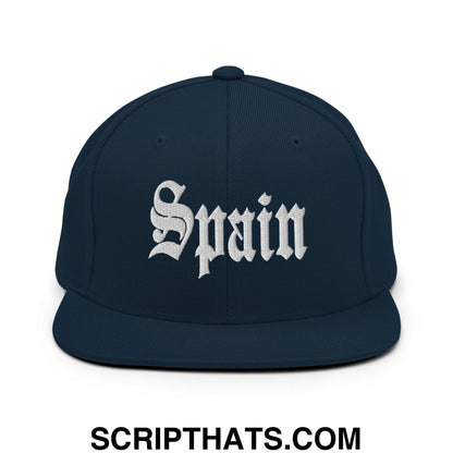 Spain OG Old English Snapback Hat Dark Navy