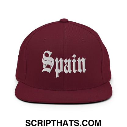 Spain OG Old English Snapback Hat Maroon