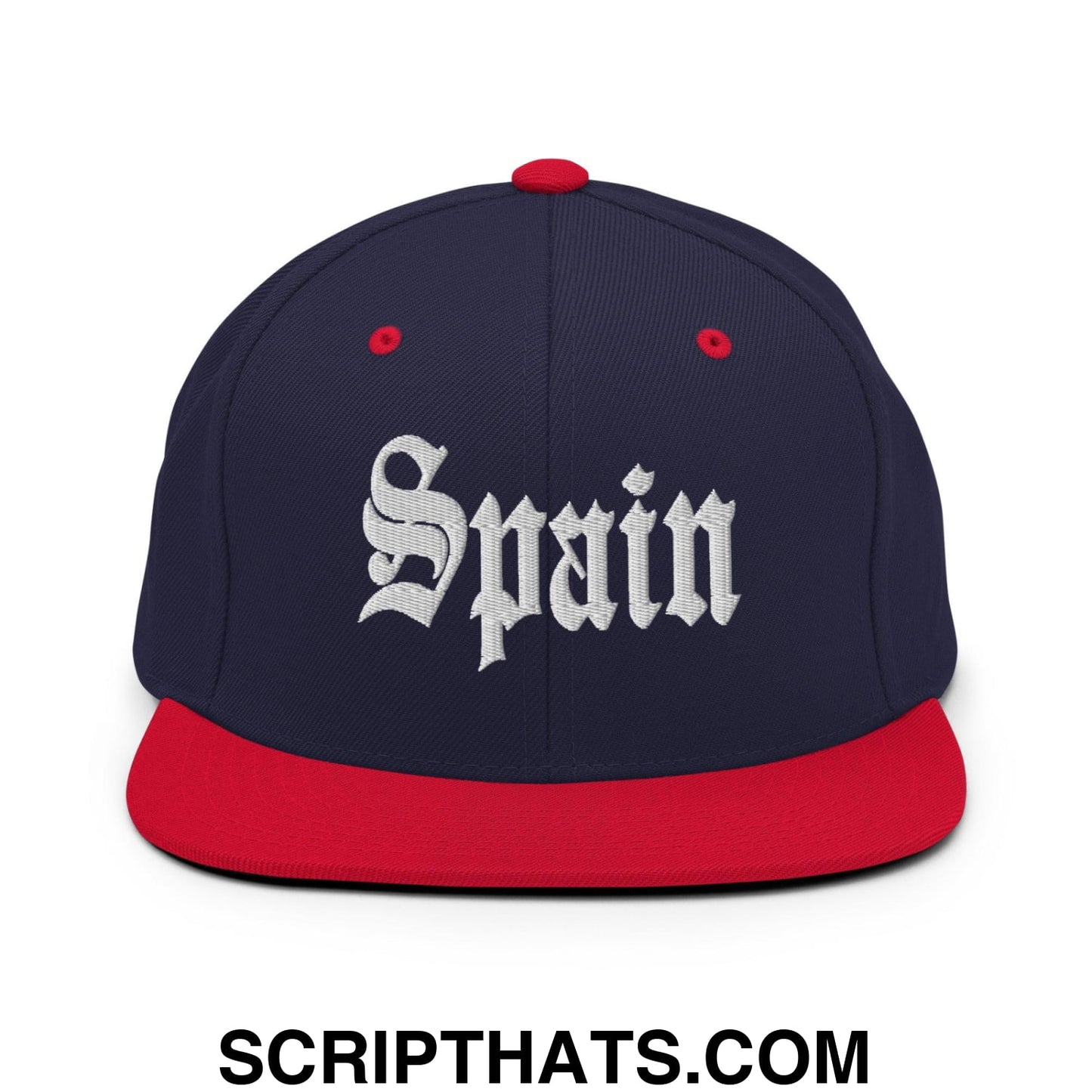 Spain OG Old English Snapback Hat Navy Red