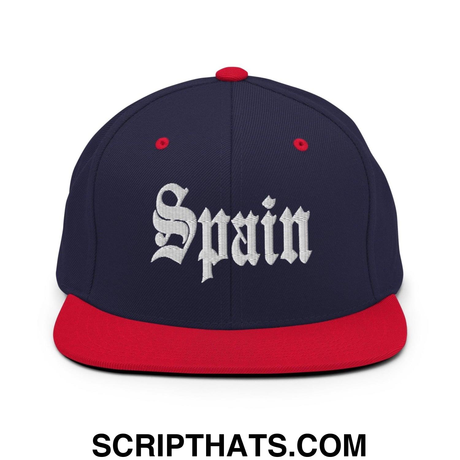 Spain OG Old English Snapback Hat Navy Red